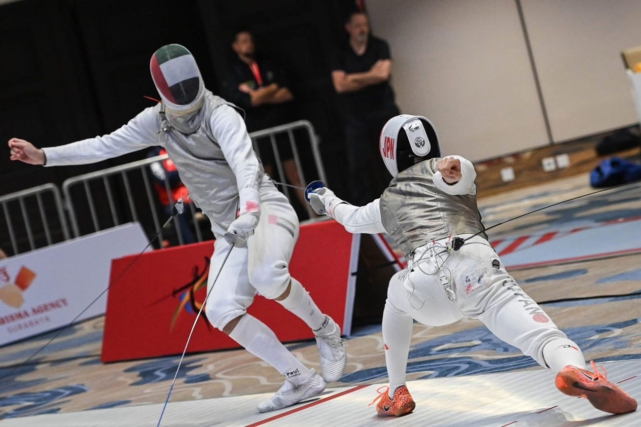 Faris and Al-Anoud... First achievement in the “Asia Fencing”
